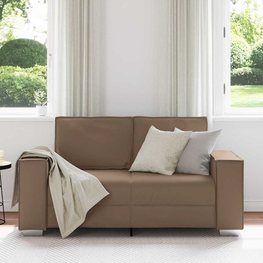 120 cm Loveseat Sofa with Cushion Cappuccino Faux leather
