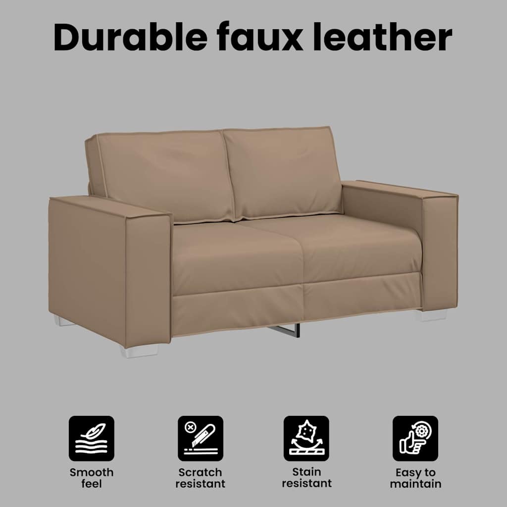 Loveseat Sofa Cappuccino 160 cm Faux Leather