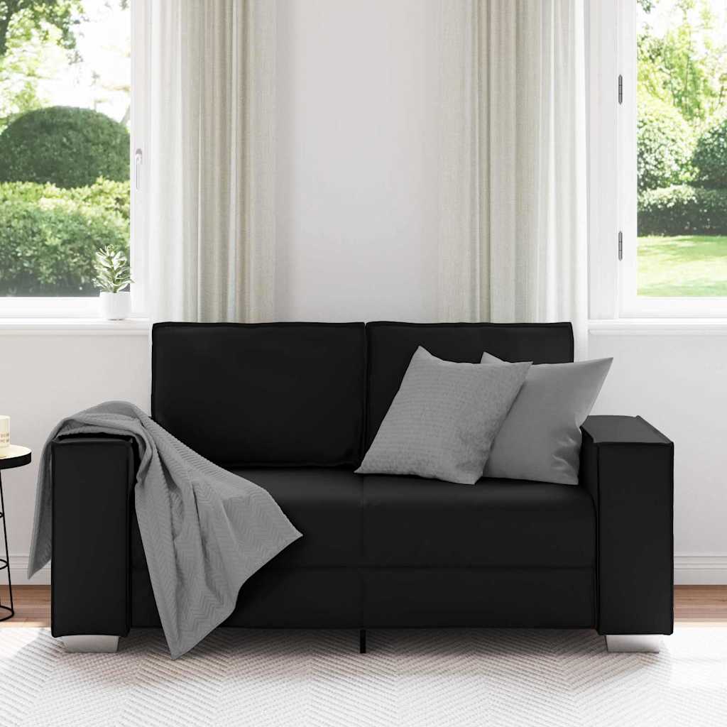 120 cm Loveseat Sofa with Cushion Black Faux leather