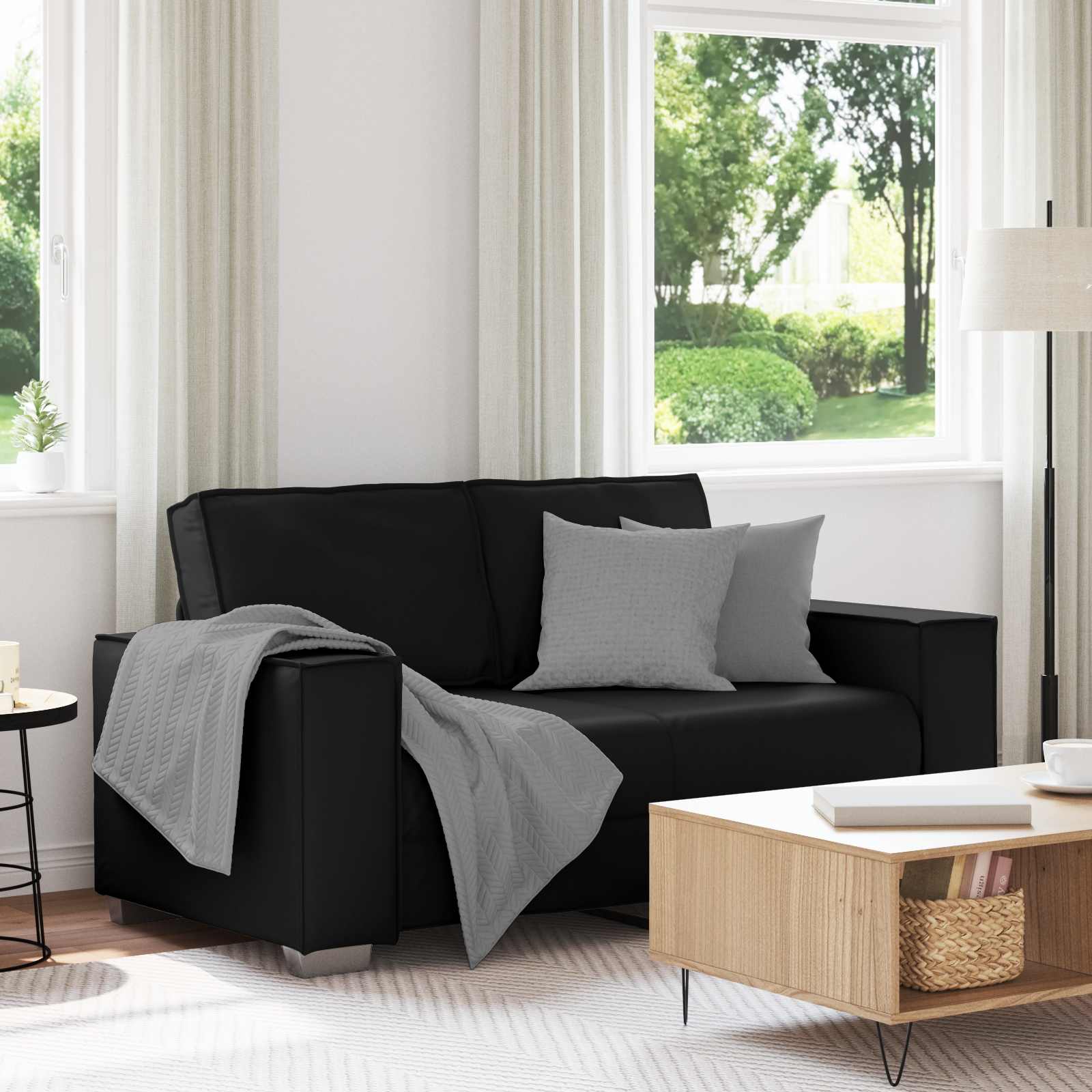 Loveseat Sofa Black 160 cm Faux Leather