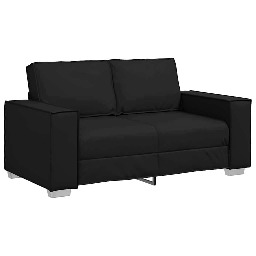 120 cm Loveseat Sofa with Cushion Black Faux leather