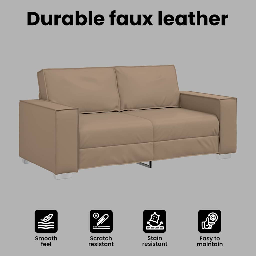 Loveseat Sofa Cappuccino 180 cm Faux Leather