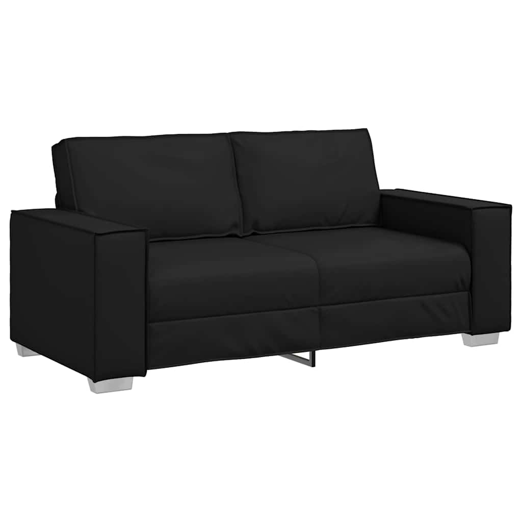 180 cm Loveseat Sofa with Cushion Black Faux leather