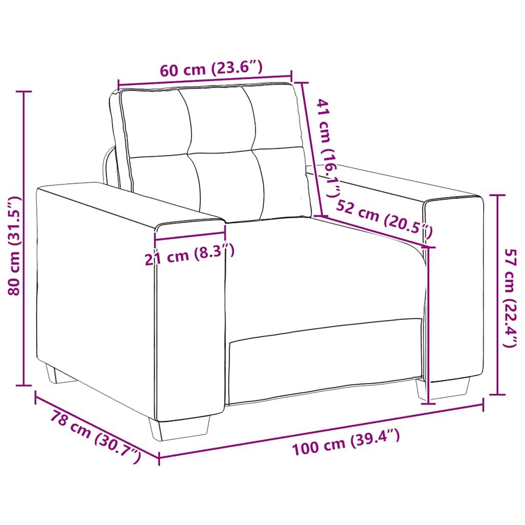Sofa Chair Light Grey 60 cm Velvet