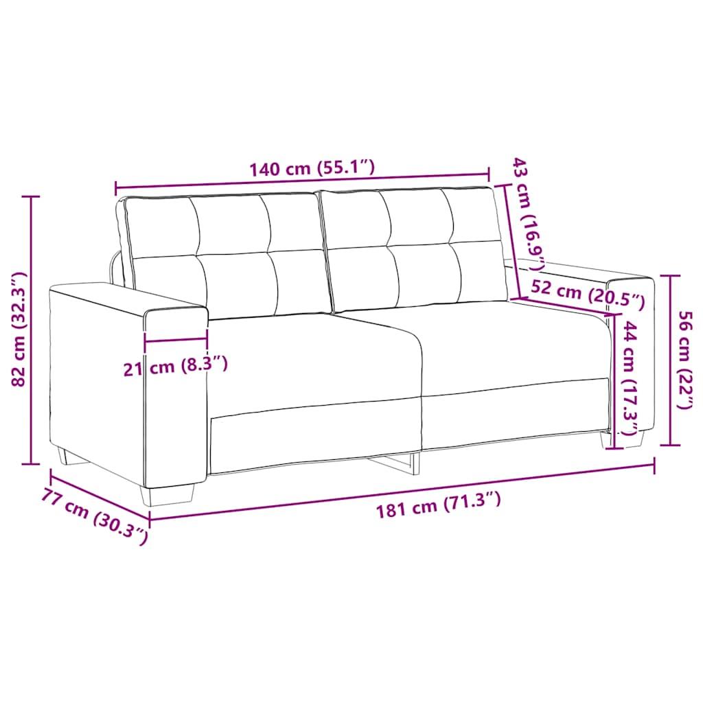 Loveseat Sofa Black 140 cm Velvet