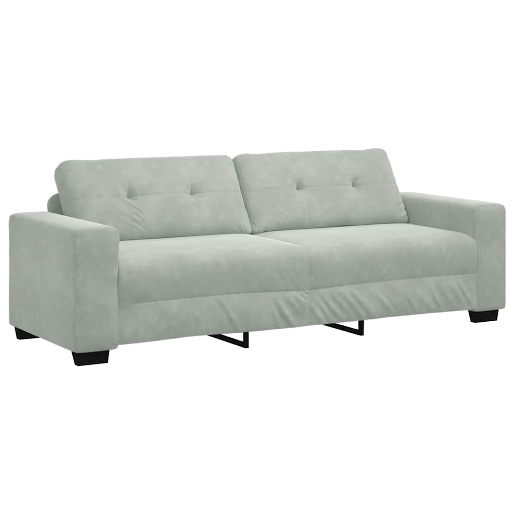 3-Seater Sofa Light Grey 180 cm Velvet