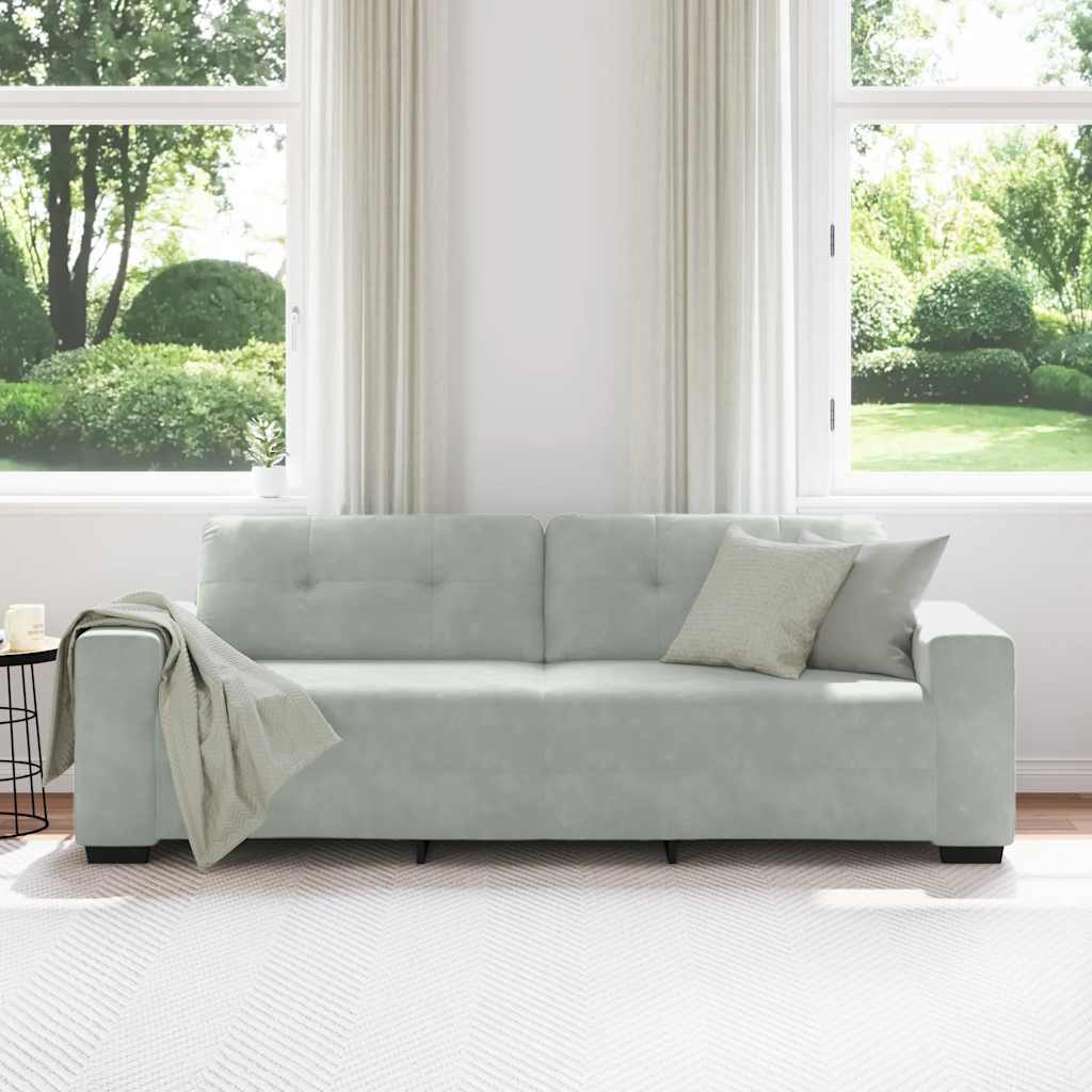 3-Seater Sofa Light Grey 180 cm Velvet