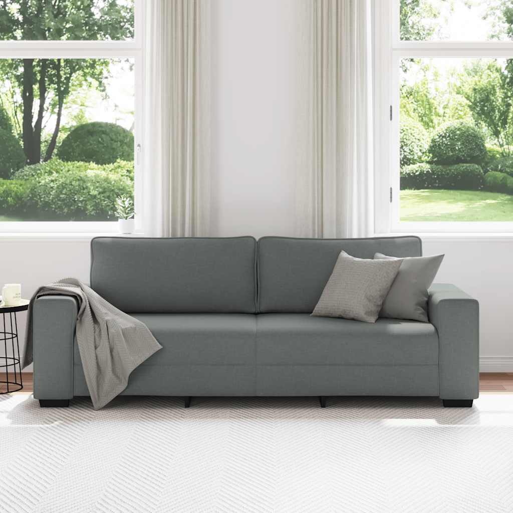 3-Seater Sofa Dark Grey 220x77x82 cm Fabric