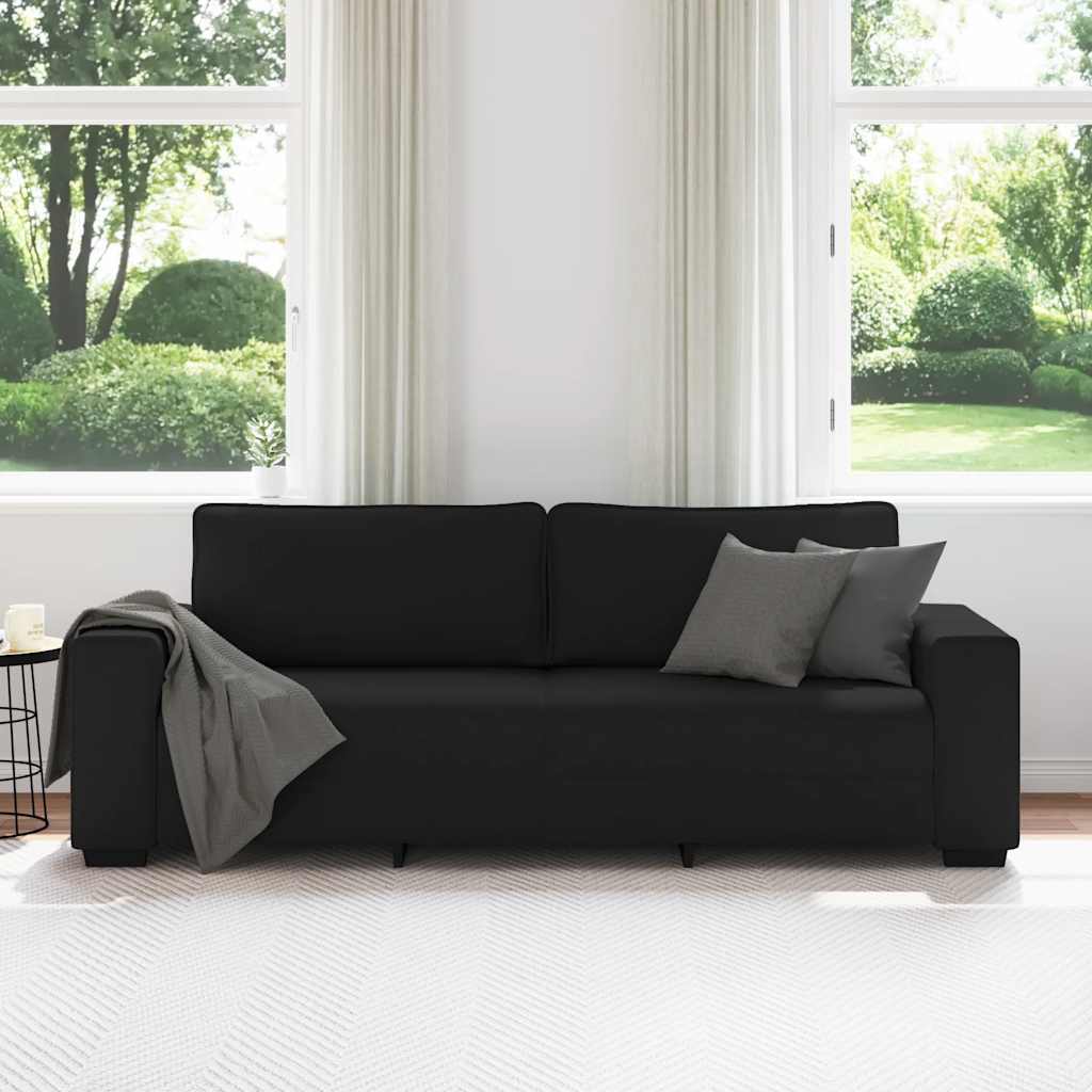 3-Seater Sofa Black 220x77x82 cm Fabric