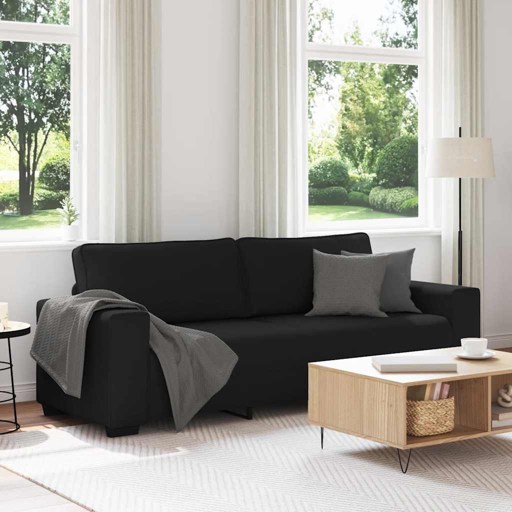 3-Seater Sofa Black 220x77x82 cm Fabric