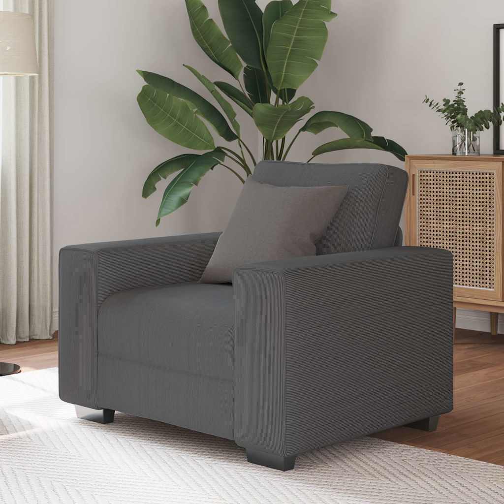 Sofa Chair Dark Grey 60 cm Corduroy Fabric