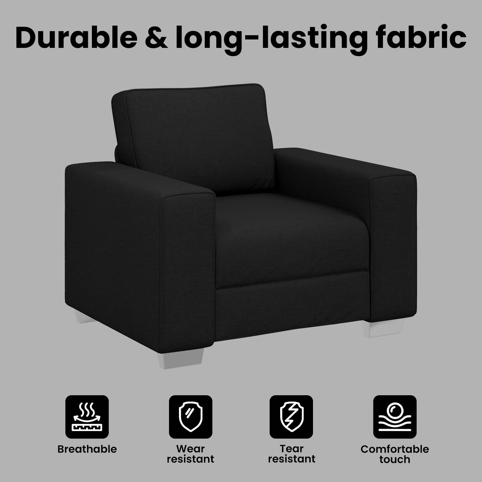 Sofa Chair Black 100 cm Fabric