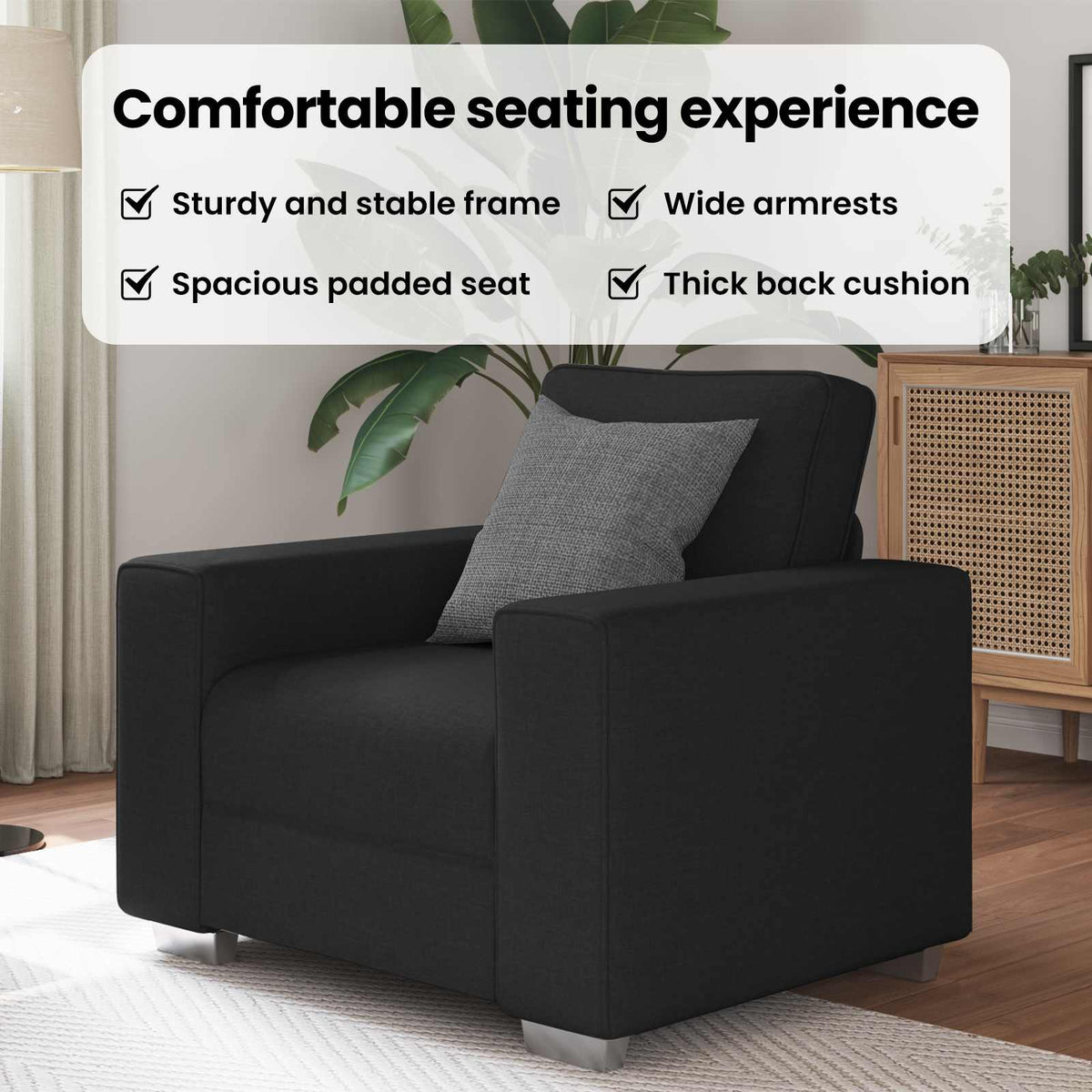 Sofa Chair Black 100 cm Fabric