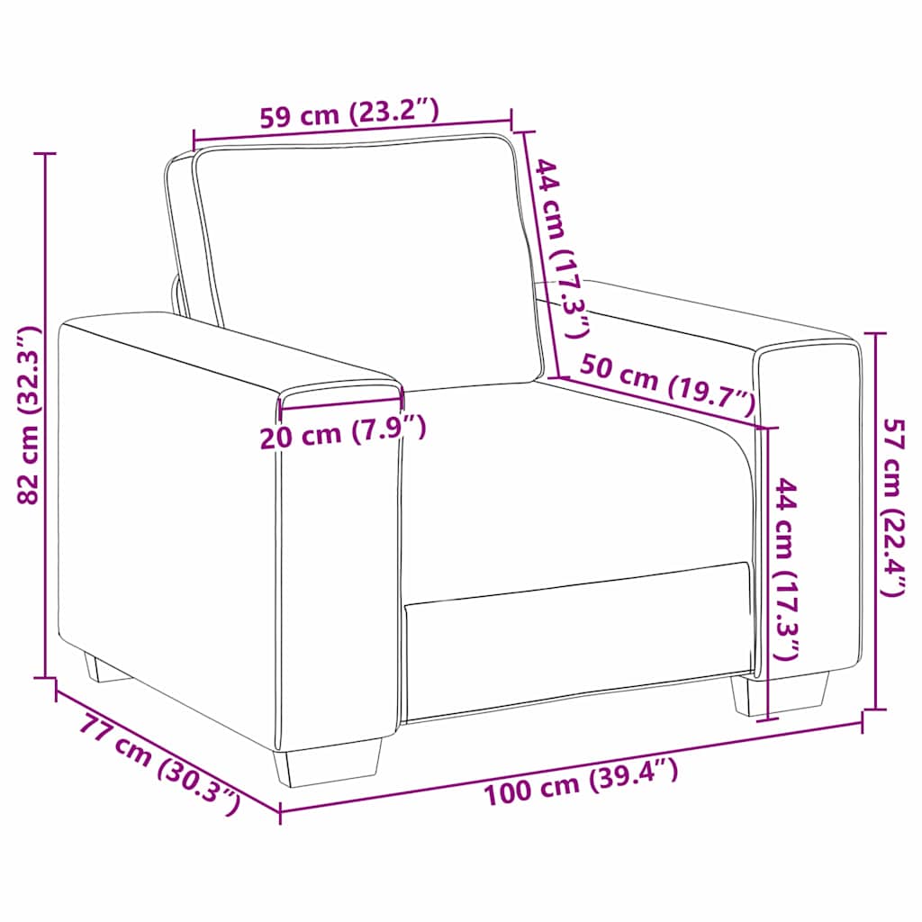 Sofa with Cushion Black 100 x 77 x 82 cm Fabric