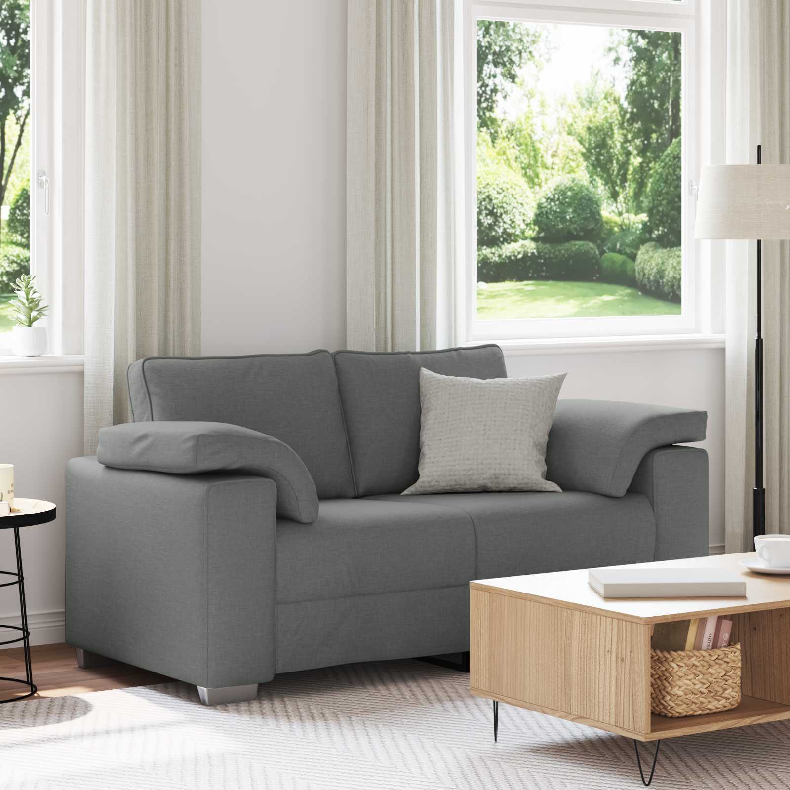 Loveseat Sofa Dark Grey 160 cm Fabric