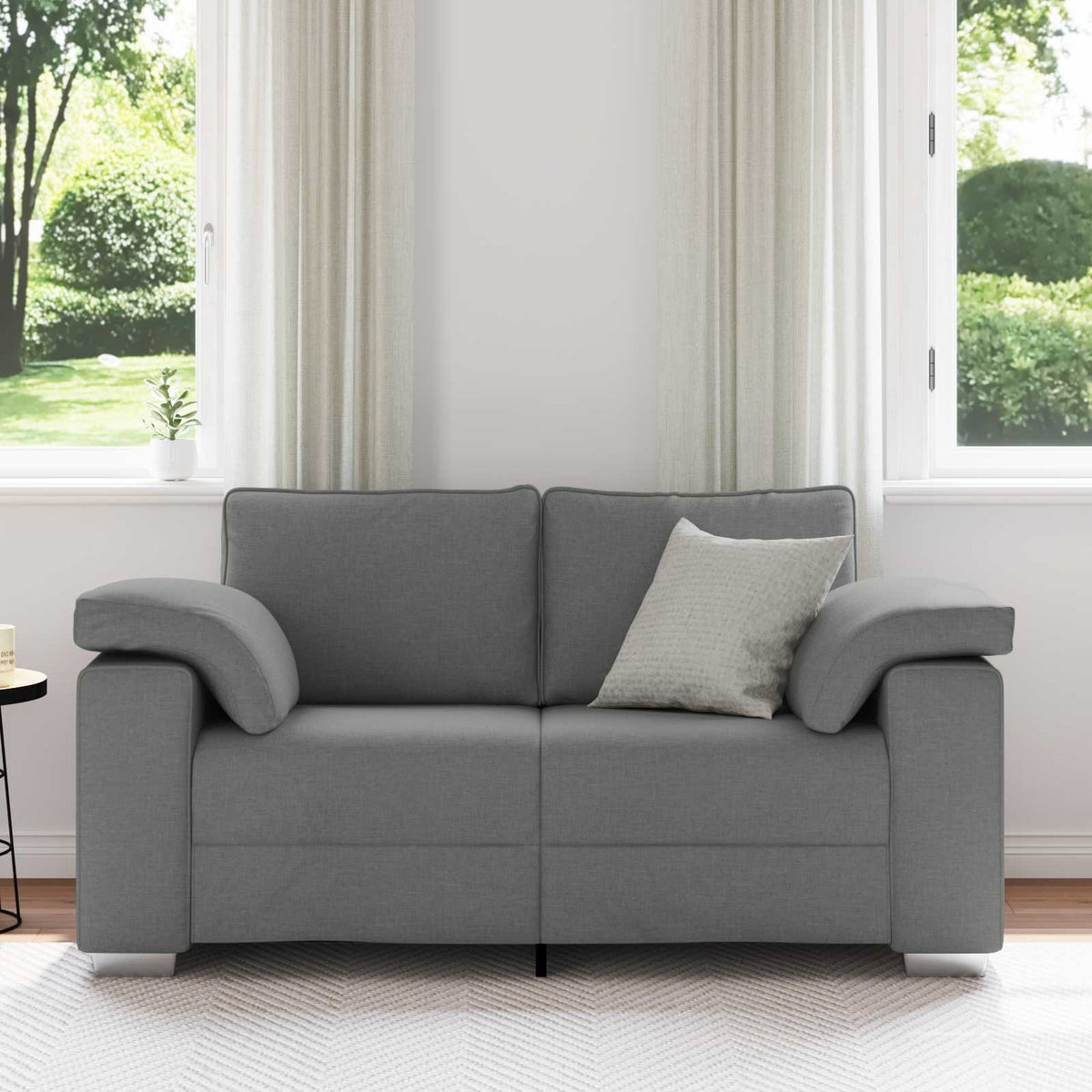 Loveseat Sofa Dark Grey 160 cm Fabric