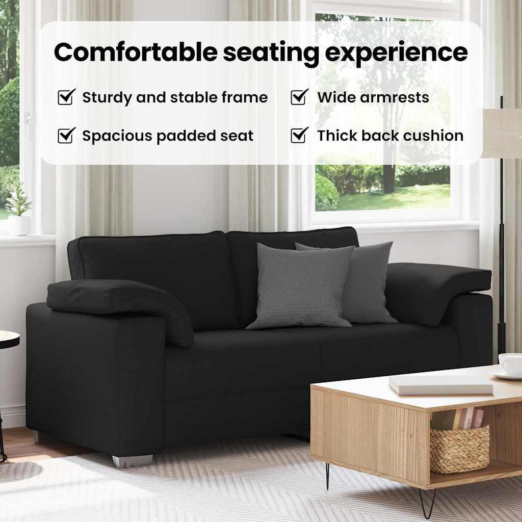 Loveseat Sofa Black 180 cm Fabric