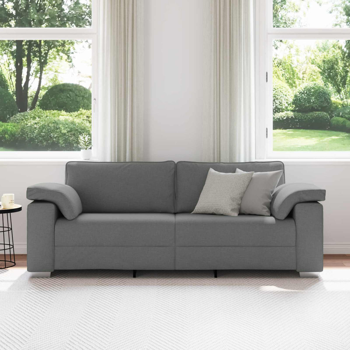 3-Seater Sofa Dark Grey 220 cm Fabric