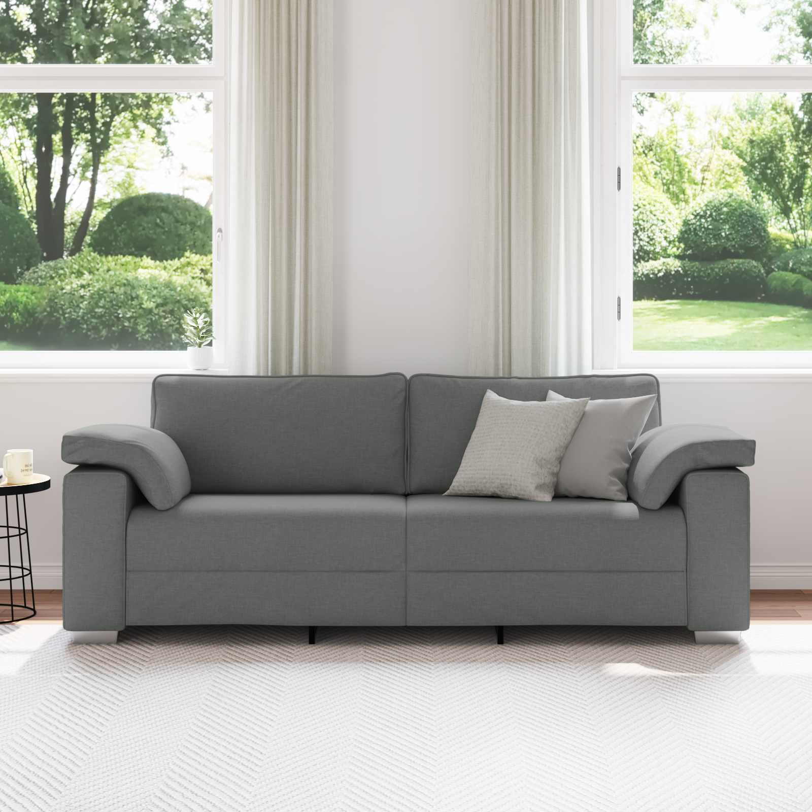 3-Seater Sofa Dark Grey 220 cm Fabric
