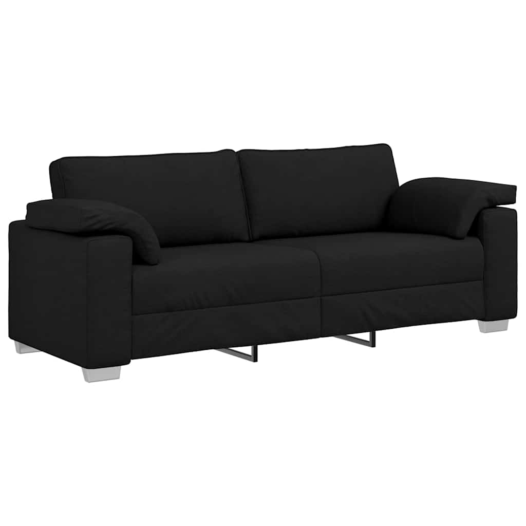 Sofa with Cushion Black 219 x 77 x 82 cm Fabric