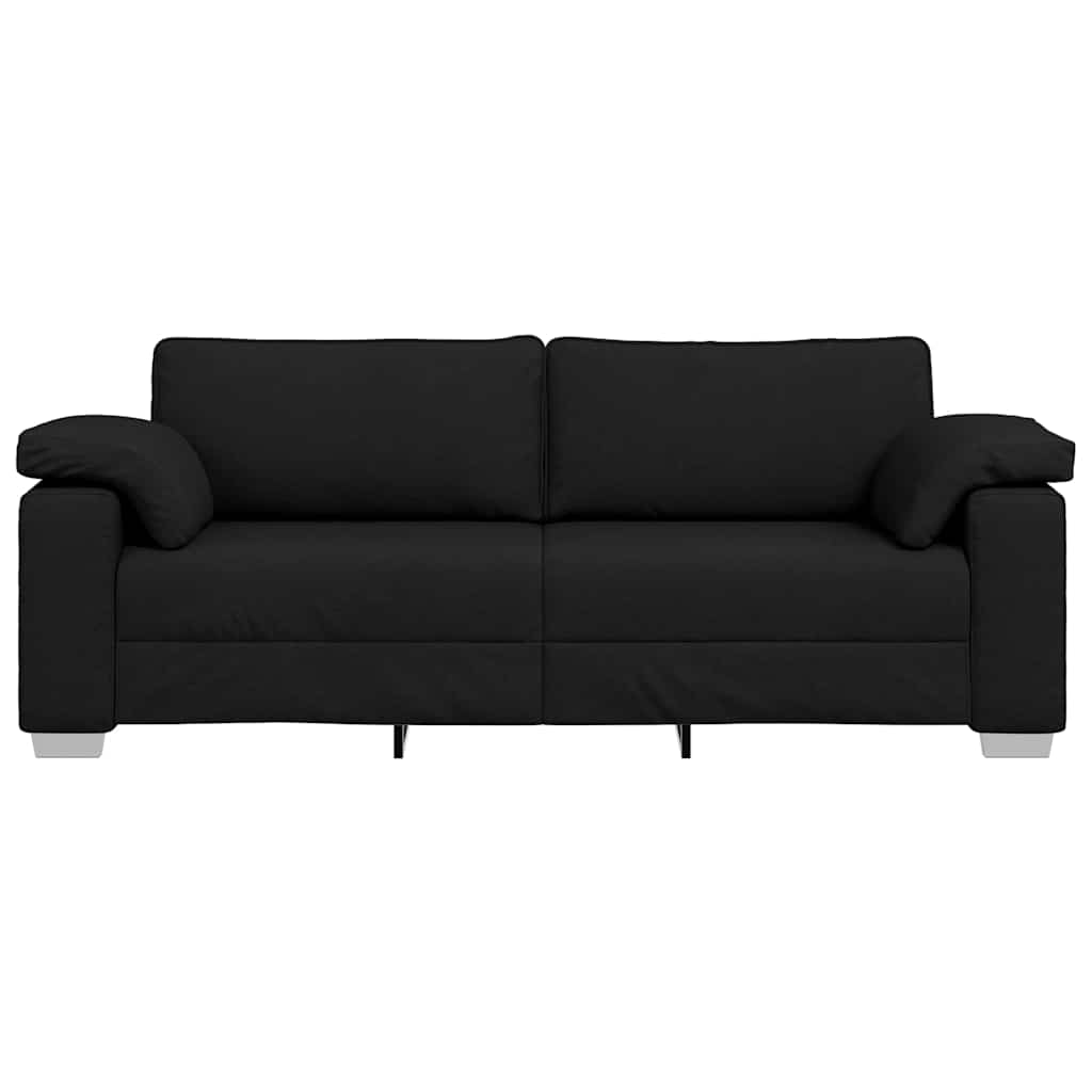 Sofa with Cushion Black 219 x 77 x 82 cm Fabric