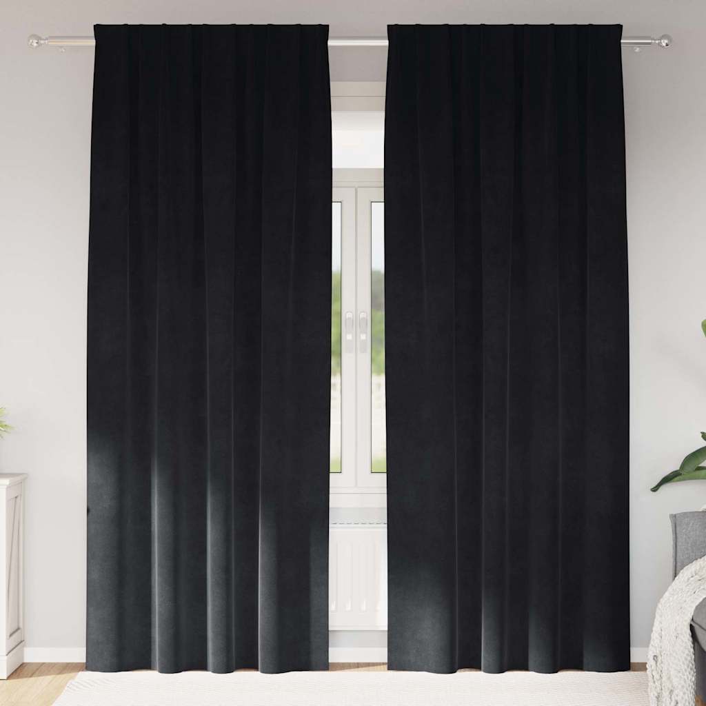 Blackout Curtains 2 pcs Black 140 x 225 cm Velvet