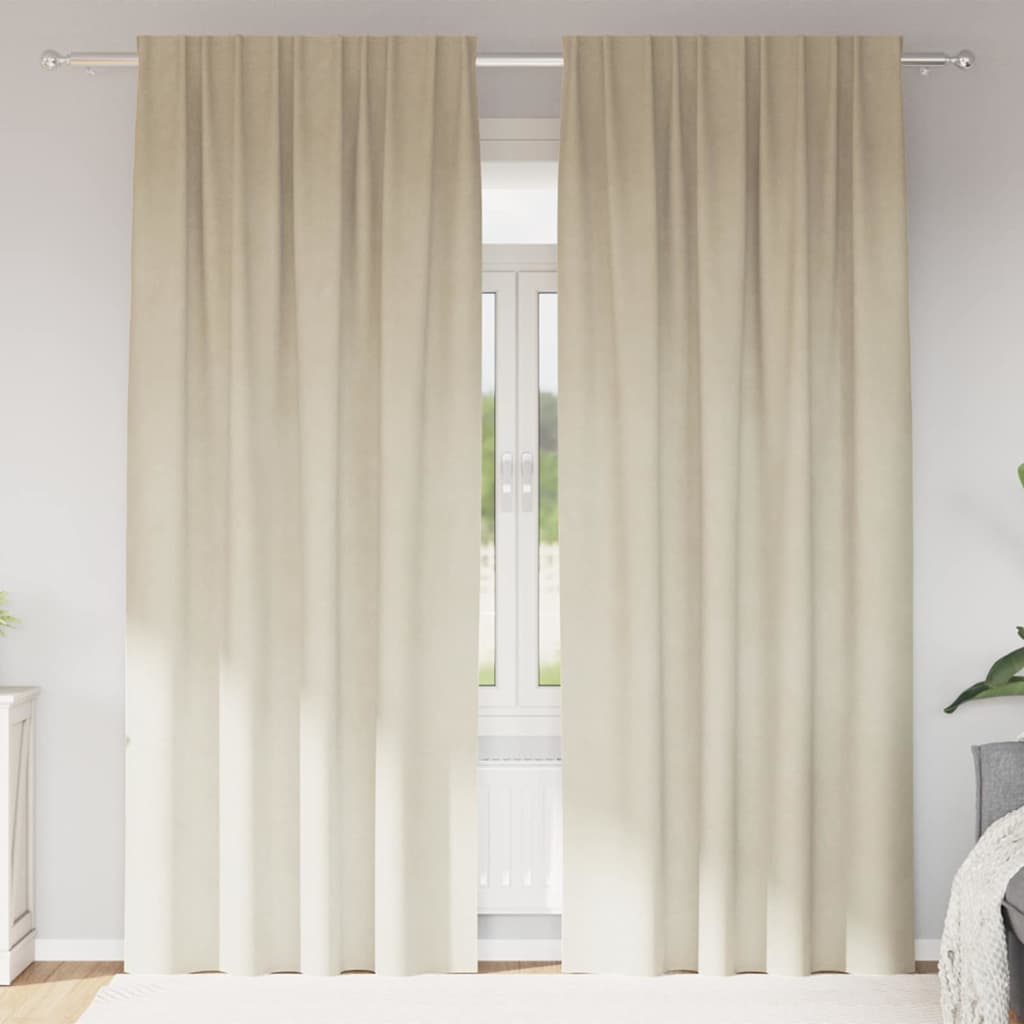 Blackout Curtains 2 pcs Cream 140 x 225 cm Velvet