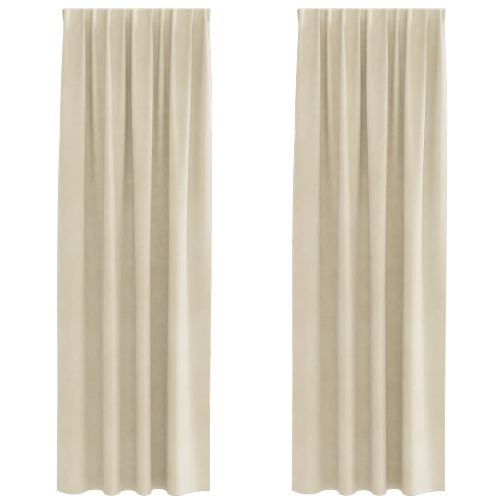 Blackout Curtains 2 pcs Cream 140 x 225 cm Velvet
