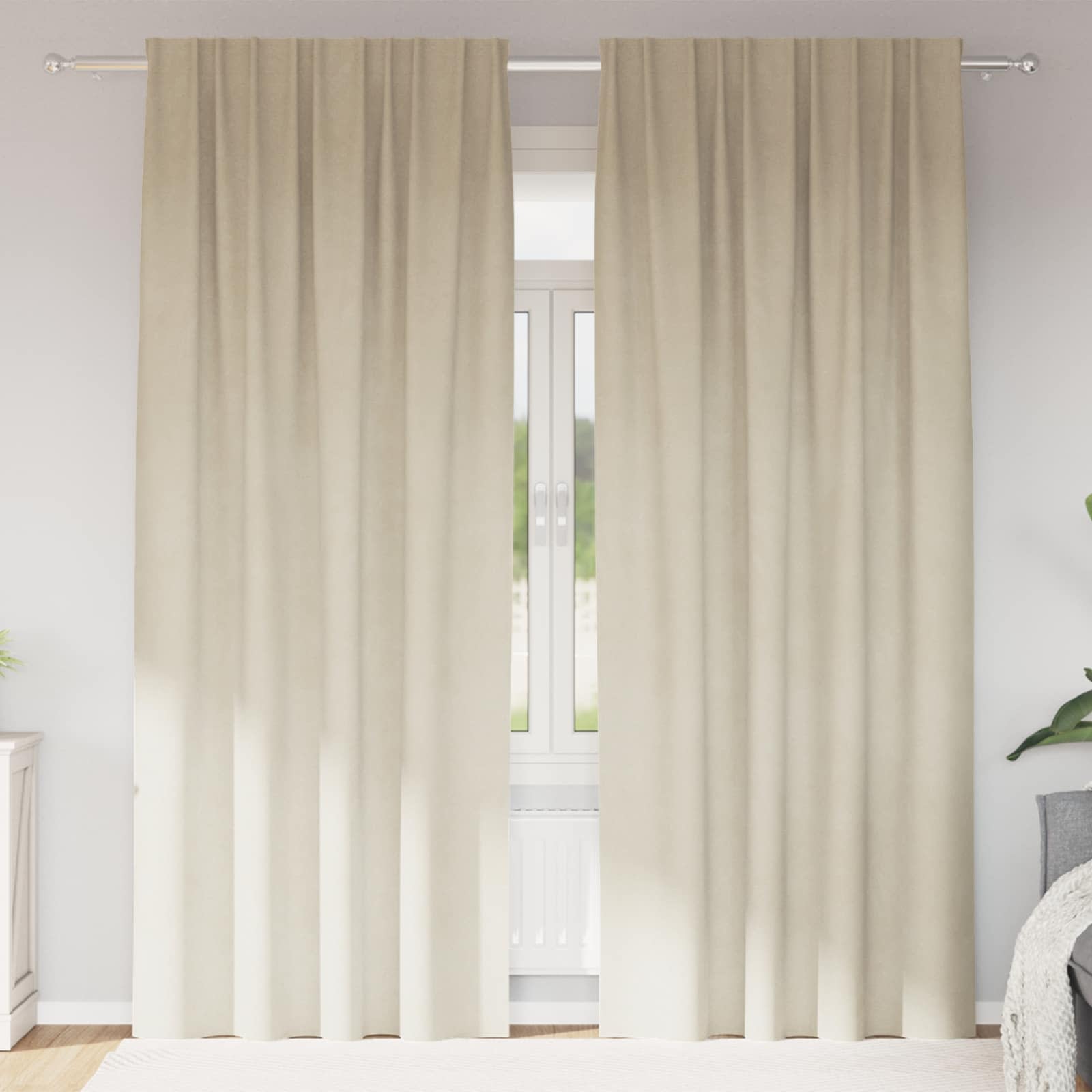 Blackout Curtains 2 pcs Cream 140 x 260 cm Velvet