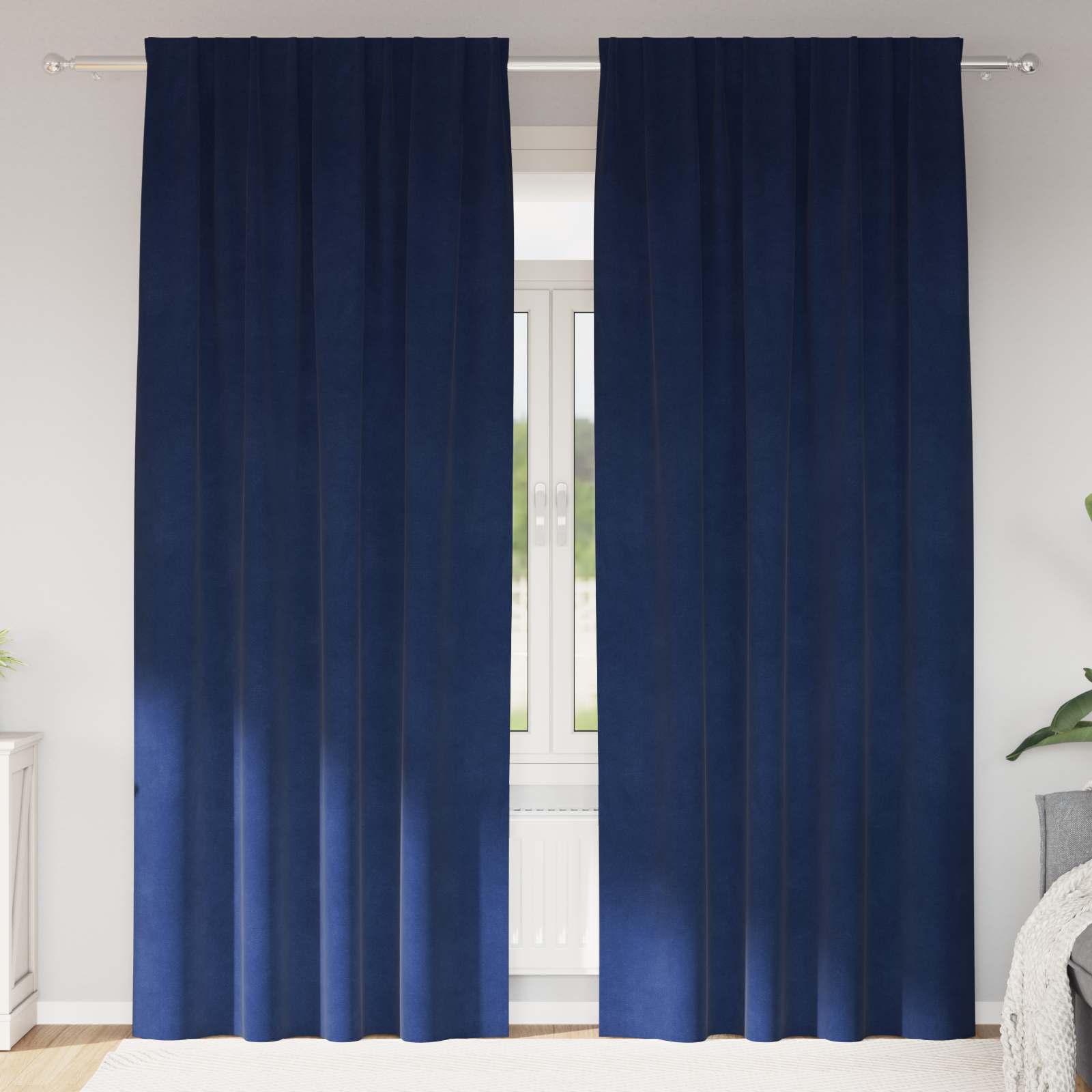 Blackout Curtains 2 pcs Dark Blue 140 x 225 cm Velvet