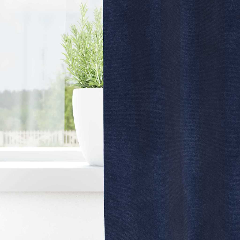 Blackout Curtains 2 pcs Dark Blue 140 x 245 cm Velvet