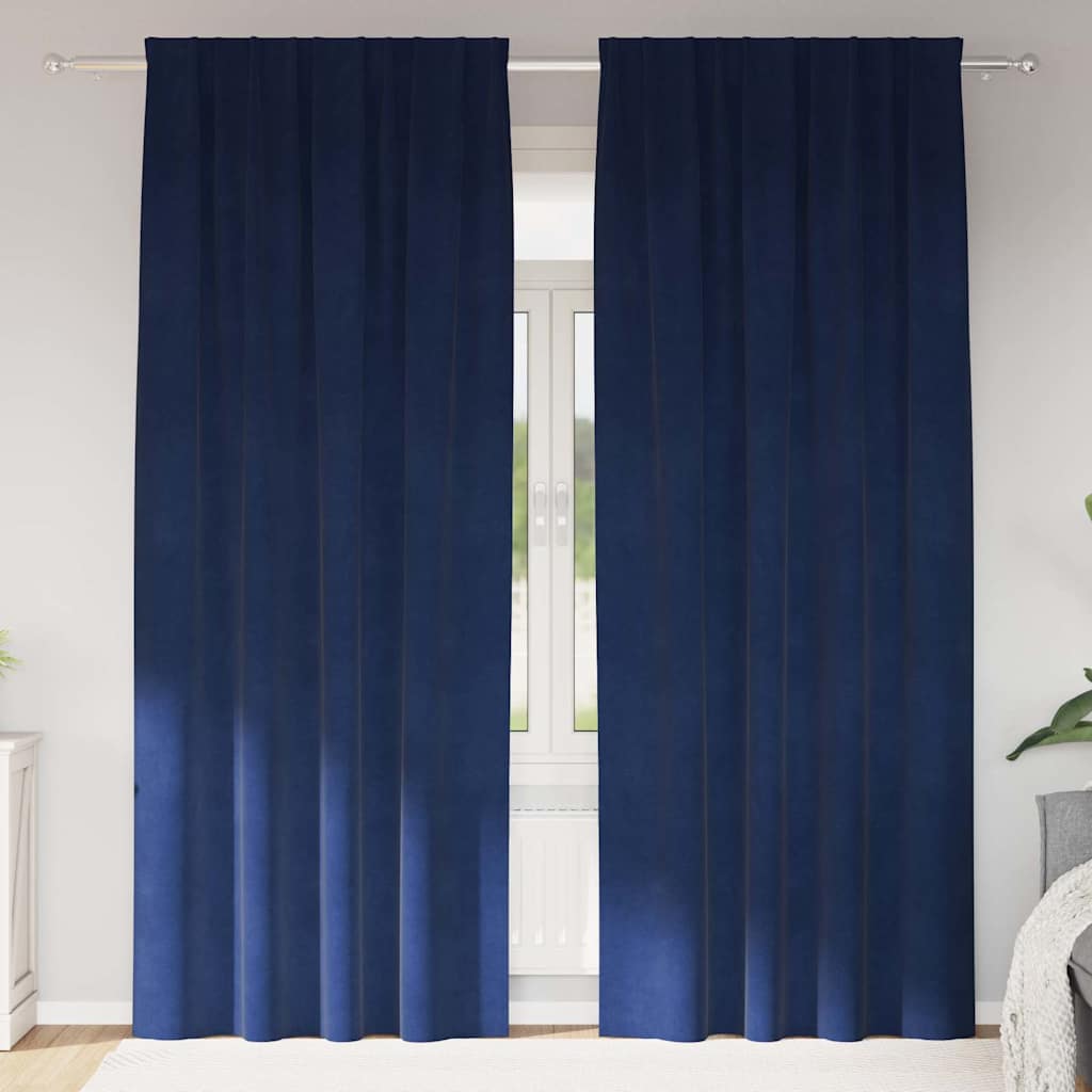 Blackout Curtains 2 pcs Dark Blue 140 x 245 cm Velvet