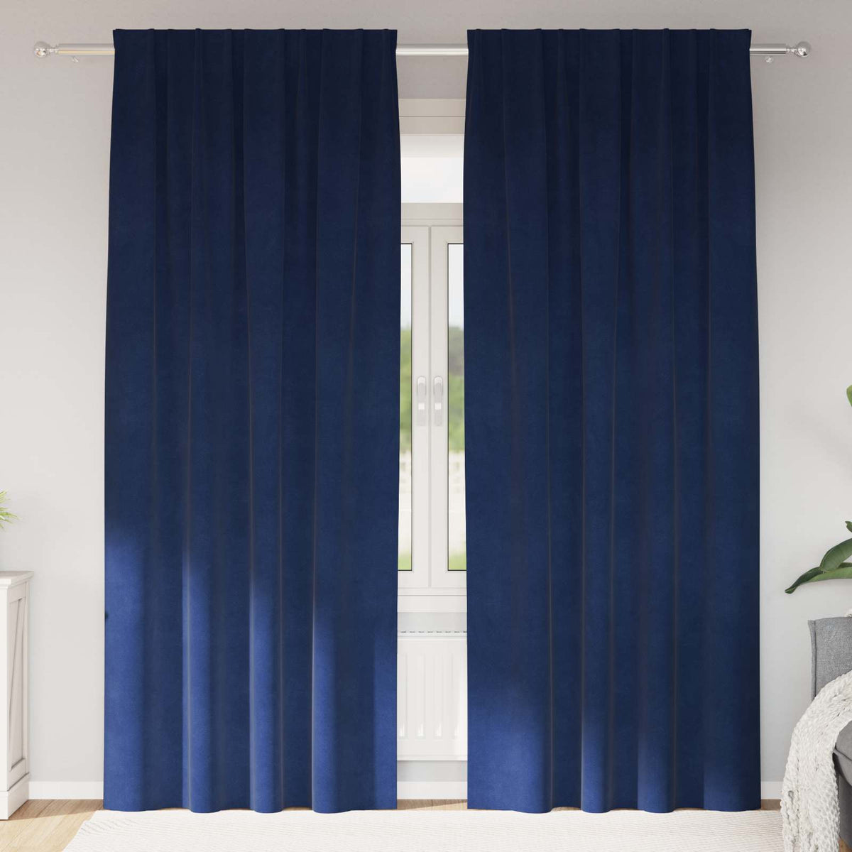 Blackout Curtains 2 pcs Dark Blue 140 x 260 cm Velvet