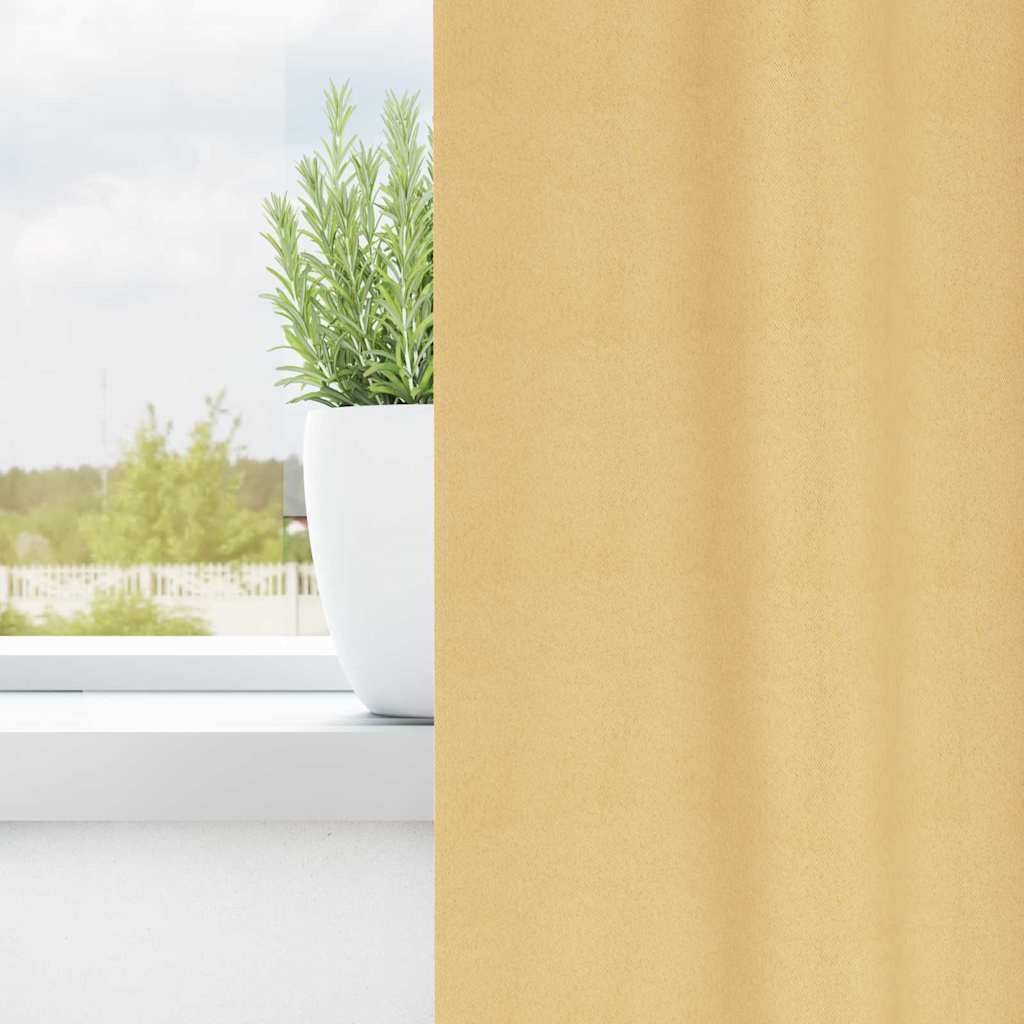 Blackout Curtains with Rings Beige Polyester