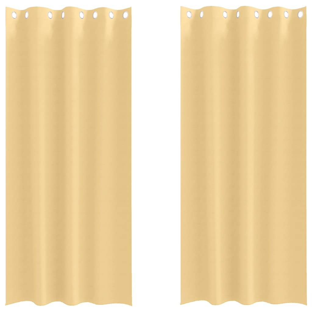 Blackout Curtains with Rings Beige Polyester