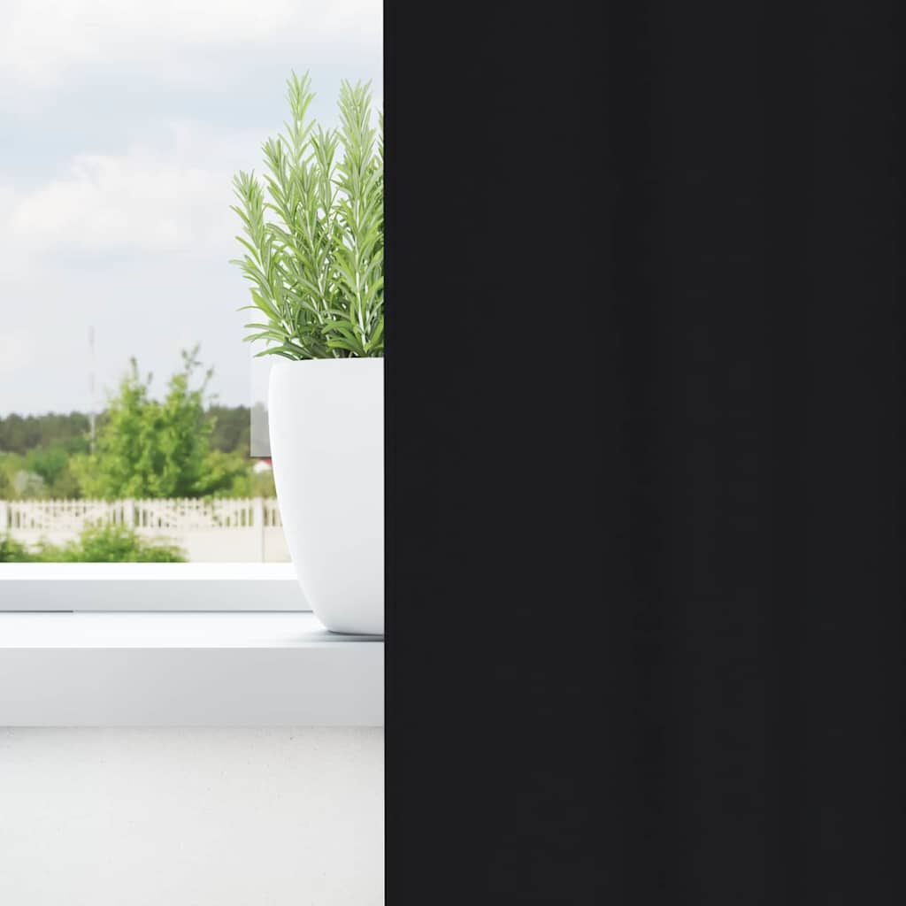 Blackout Curtains with Rings Black Polyester