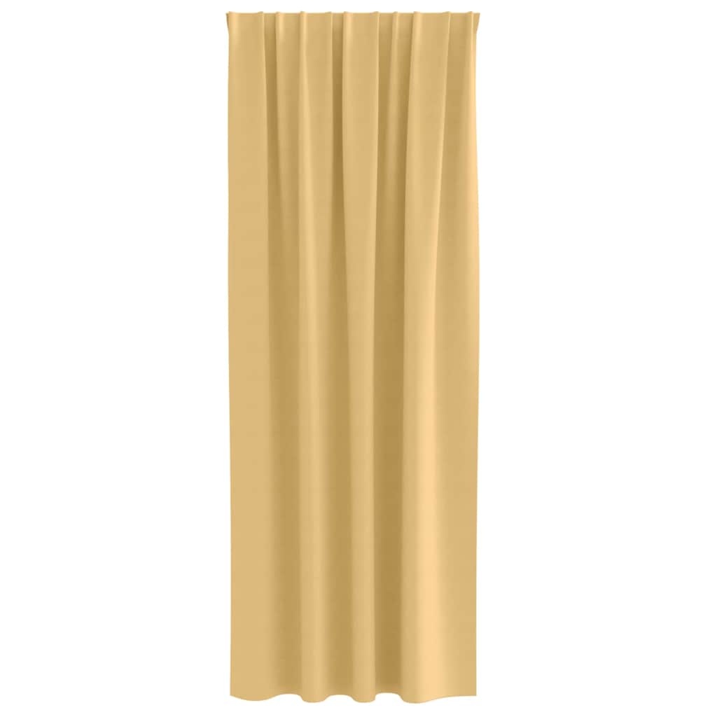 Blackout Curtains with Rings Beige Polyester
