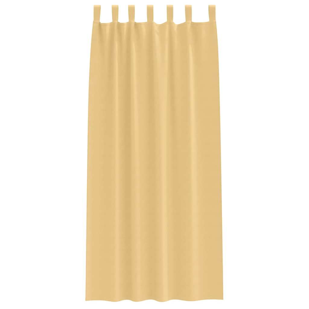 Blackout Curtains with Rings Beige Polyester
