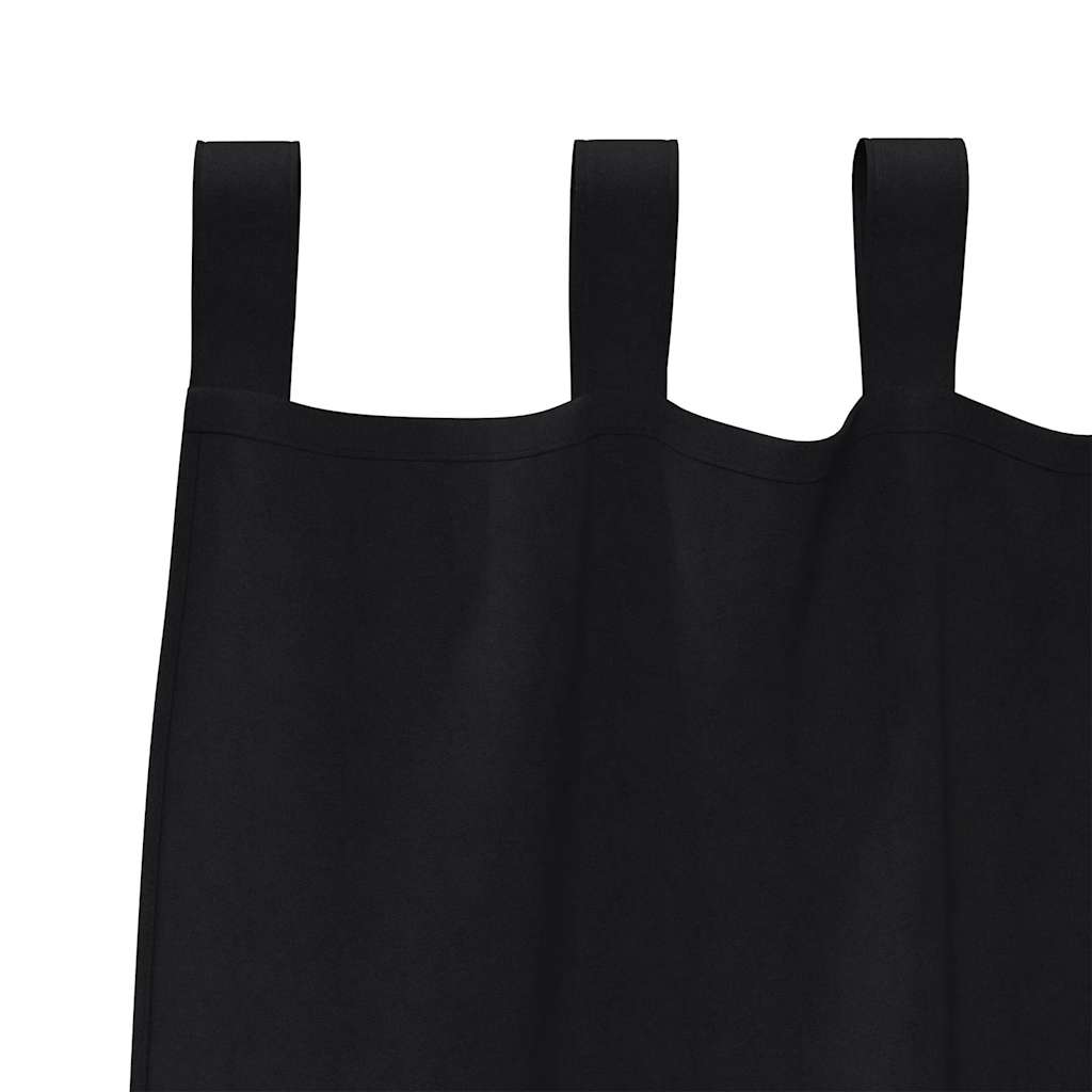 Blackout Curtains with Rings Black Polyester