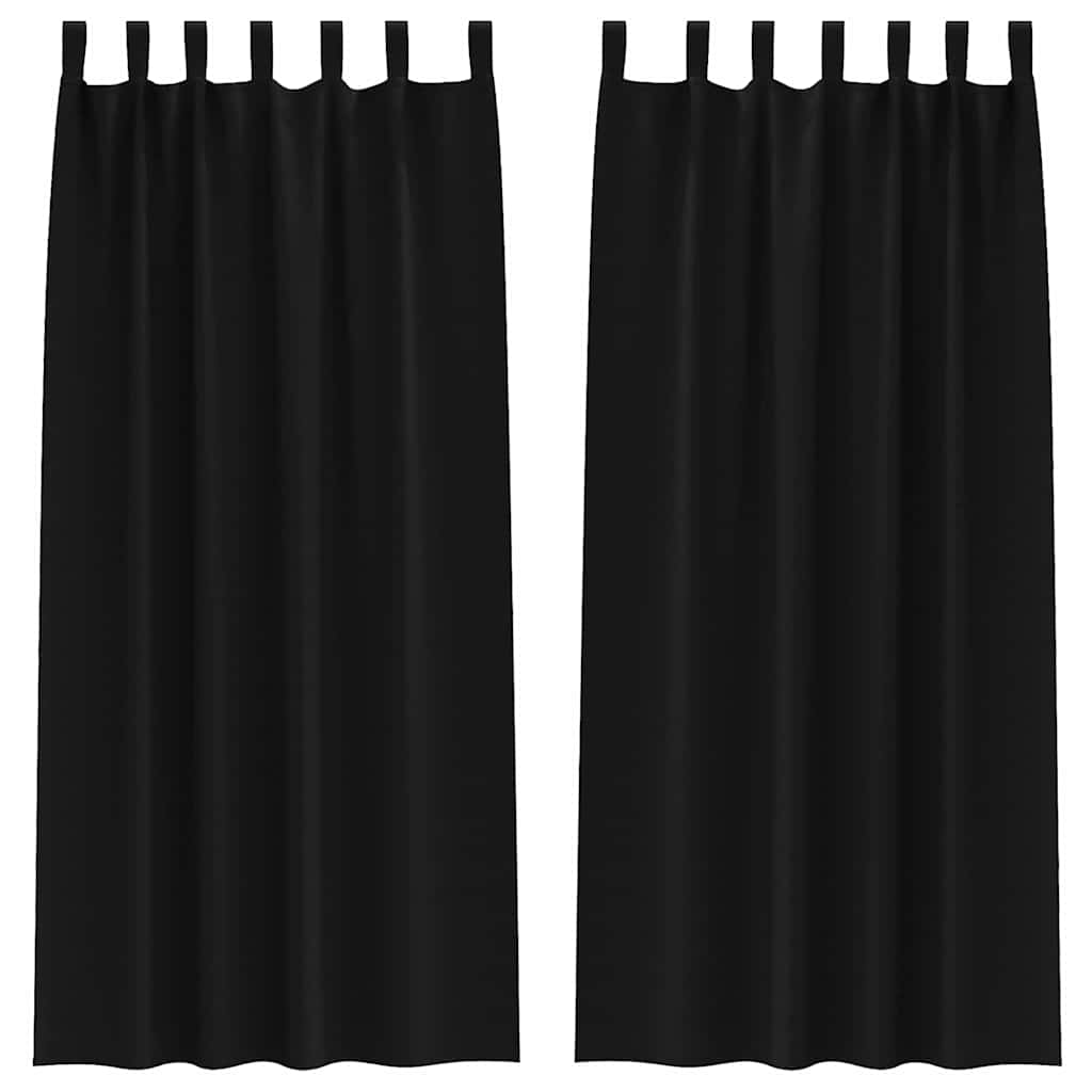 Blackout Curtains with Rings Black Polyester