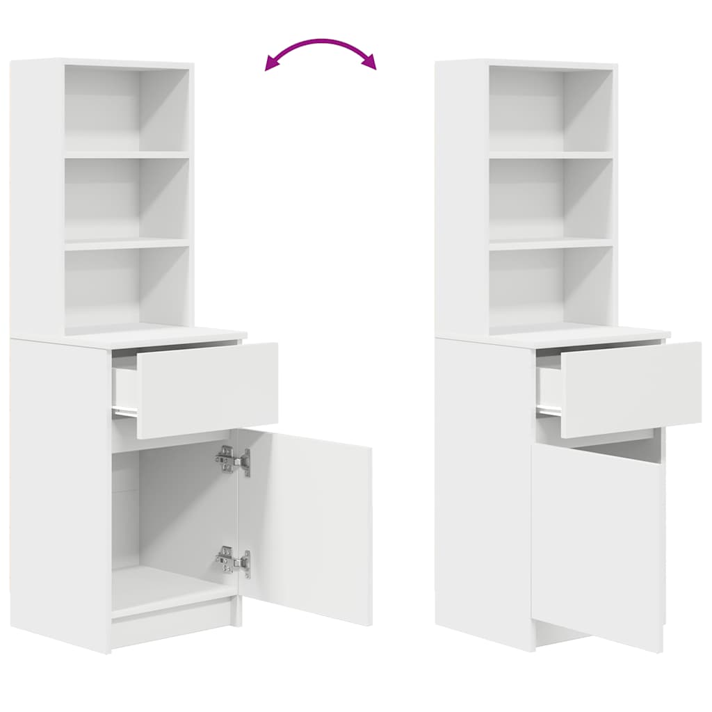 Bedside Cabinet White 39x35x125 cm Engineered Wood