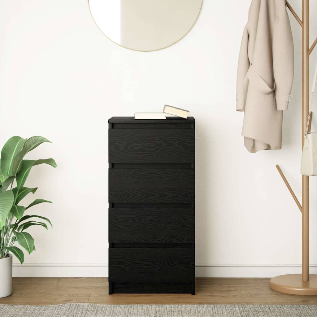 Sideboard Black Oak 37.5x35x76 cm Engineered Wood