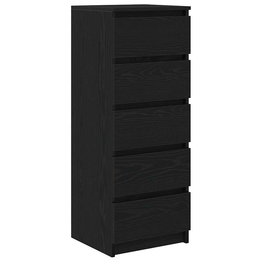 Sideboard with Drawers Black Oak 37.5x35x99 cm Engineered Wood