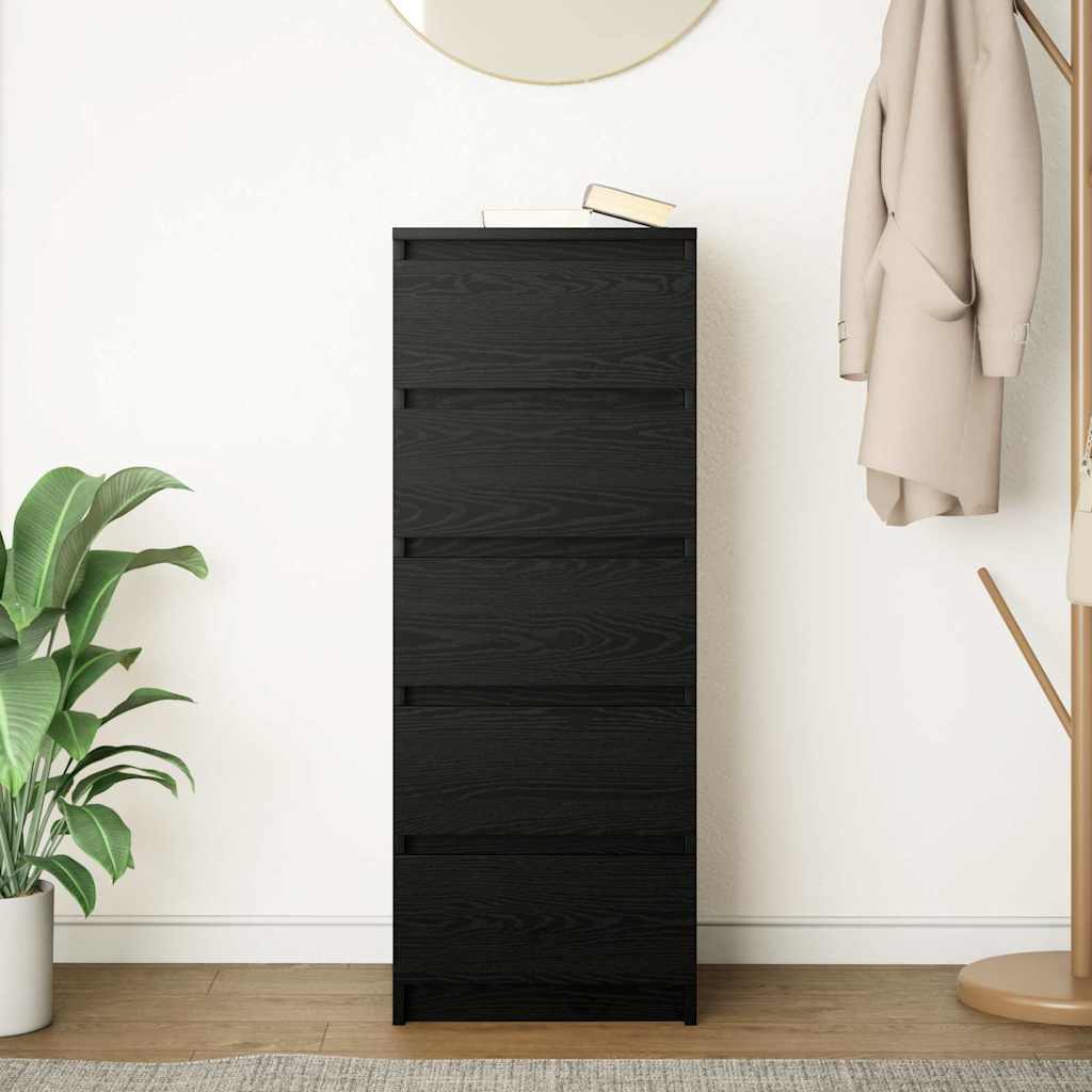 Sideboard with Drawers Black Oak 37.5x35x99 cm Engineered Wood