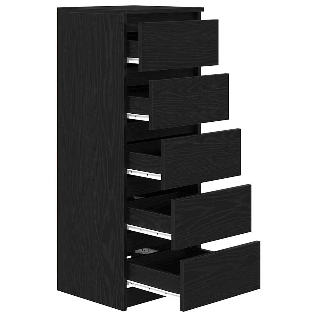 Sideboard with Drawers Black Oak 37.5x35x99 cm Engineered Wood