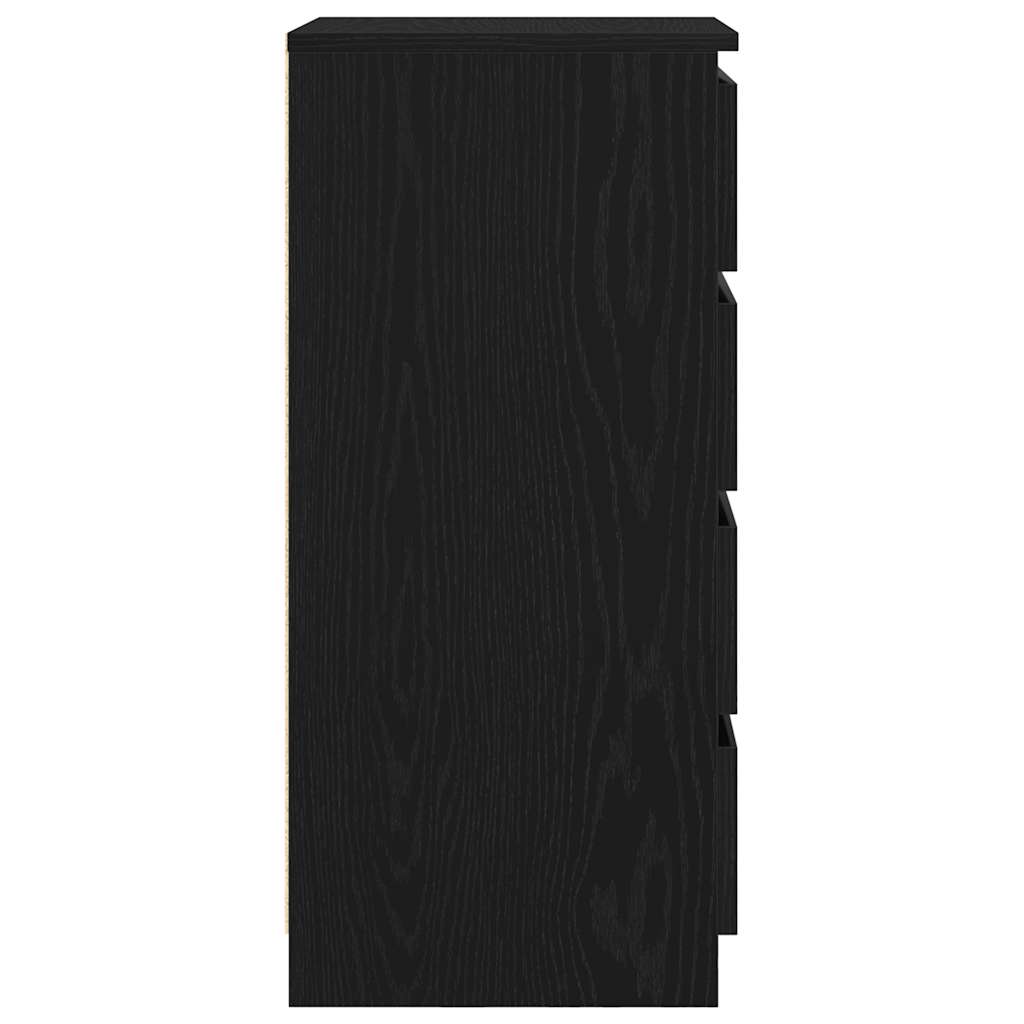 Sideboard with Drawers Black Oak 37.5x35x99 cm Engineered Wood