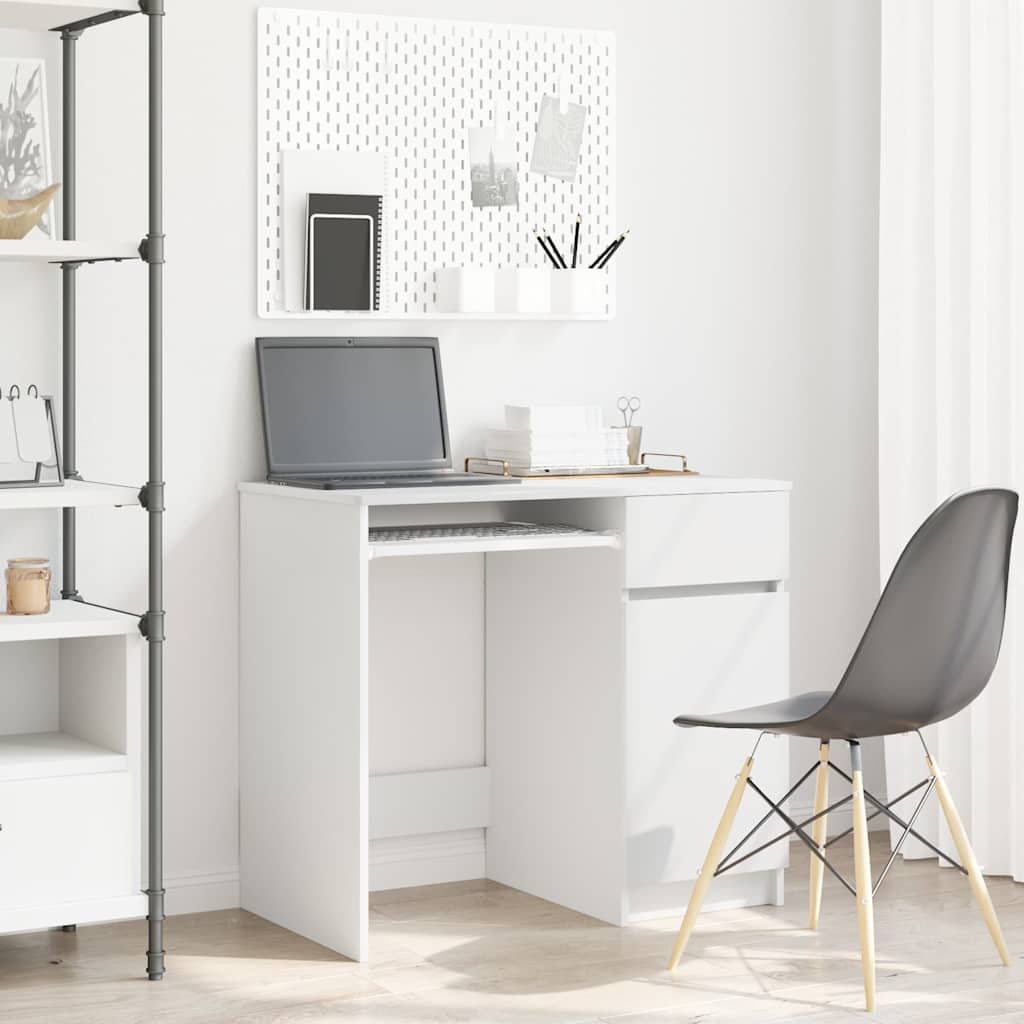 Desk White 86x49x76 cm Engineered Wood
