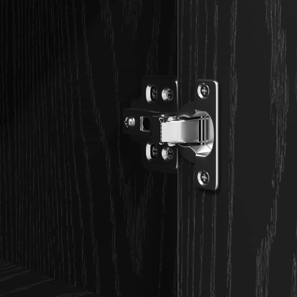 Bathroom Cabinet with Shelves Black Oak 36x35x165 cm