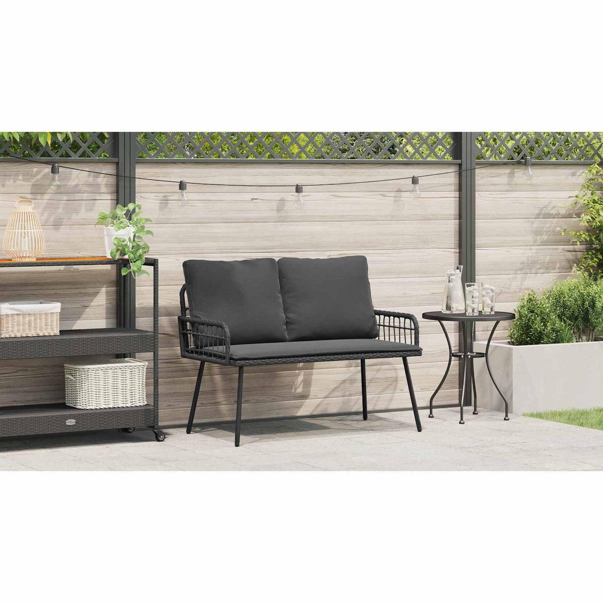Garden Bench with Cushion Anthracite 114 x 64 x 90cm Steel