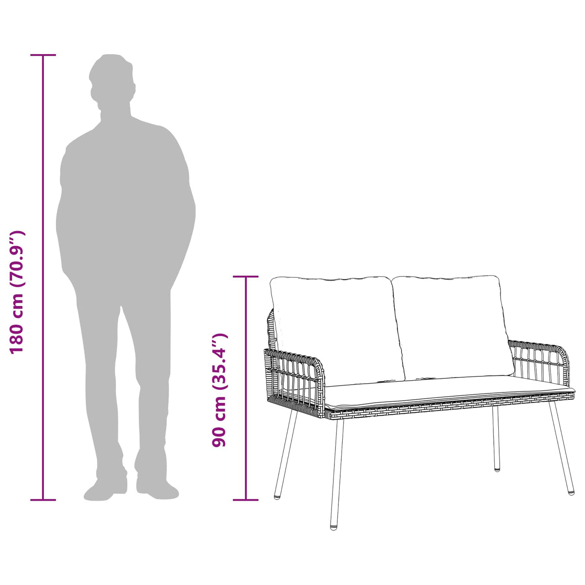 Garden Bench with Cushion Anthracite 114 x 64 x 90cm Steel